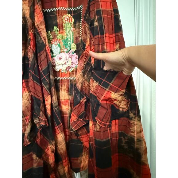 Savannah Jane duster vest southwestern grunge cactus embroidered raw edges Large - Picture 4 of 11